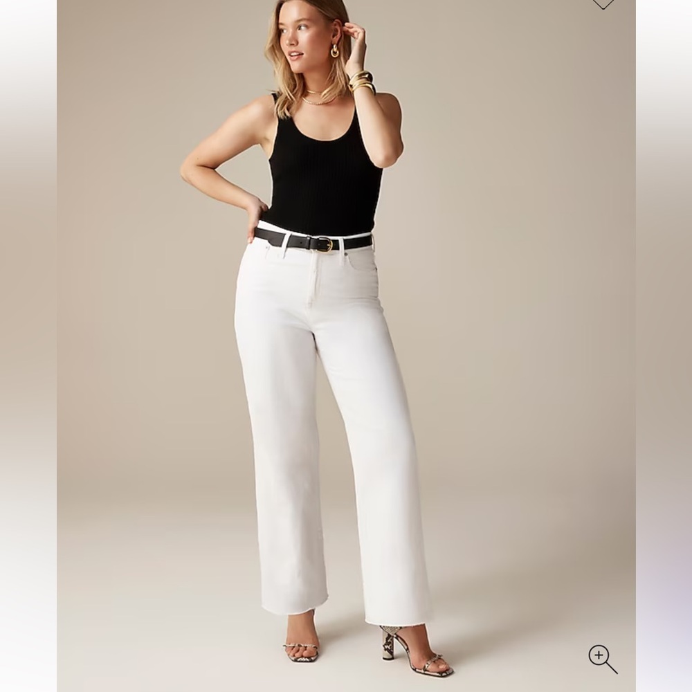 NWT J. Crew slim wide leg white jeans raw hem 28 6